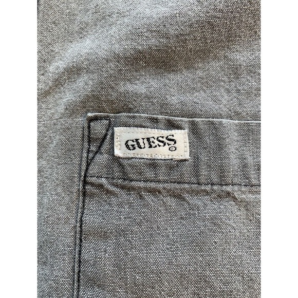 Vtg Guess‎ Jeans Shirt Men's Large Short Sleeve Buttons Gray USA Casual Office - Picture 5 of 14
